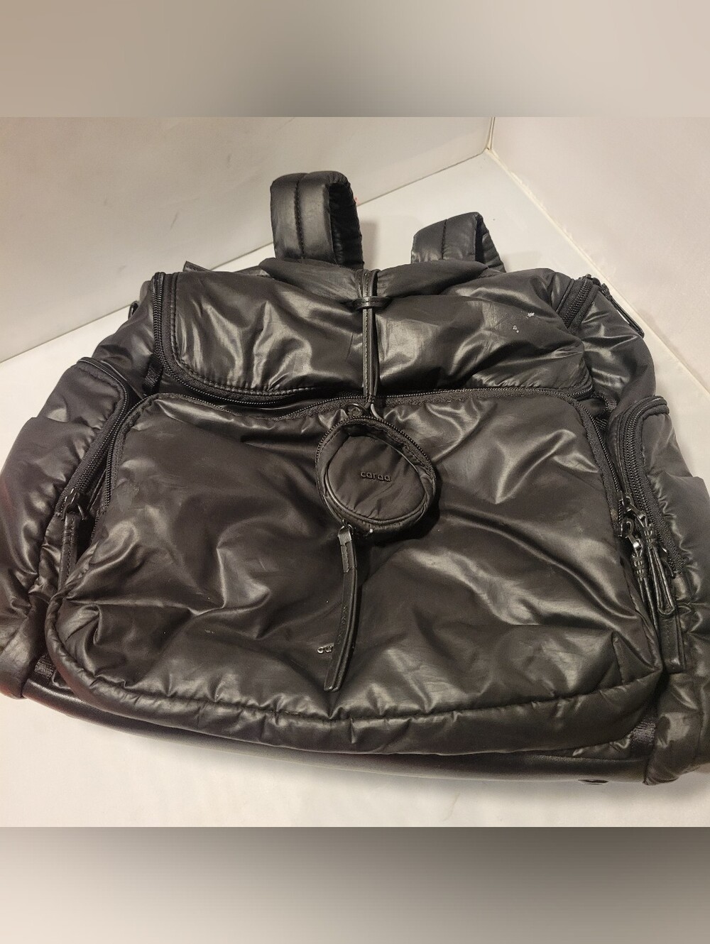 Caraa Diaper Bag Baby Backpack Medium Black Nylon Bottle Zip Pockets Insulated